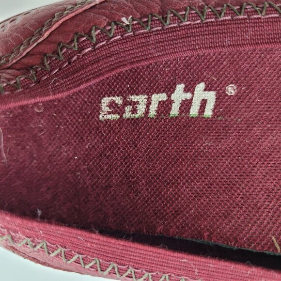 Earth Aspire Bordeaux Red Slip On Leather Flats 6B - Picture 5 of 7